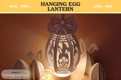 Hanging egg lantern | Easter lantern svg | Paper lantern template SVG CuttingLineStore 