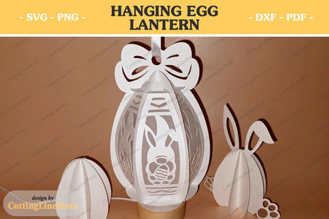 Hanging egg lantern | Easter lantern svg | Paper lantern template SVG CuttingLineStore 