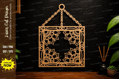 Hanging Floral Frame Laser Cut Svg Design SVG Regulrcrative 
