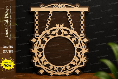 Hanging Floral Wreath Frame SVG | Laser Cut Round Sign File SVG Regulrcrative 