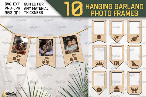 Hanging Garland Photo Frame SVG Bundle. 3D Laser Frame SVG Evgenyia Guschina 