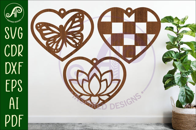 Hanging hearts wall sign, laser cut design 1 SVG APInspireddesigns 