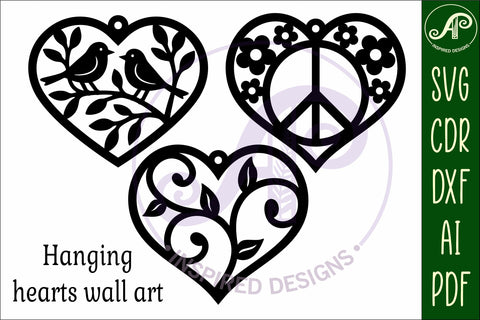 Hanging hearts wall sign, laser cut design 2 SVG APInspireddesigns 