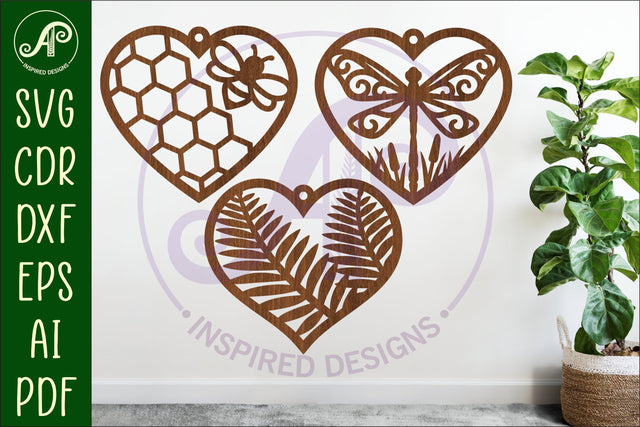 Hanging hearts wall sign, laser cut design 3 SVG APInspireddesigns 