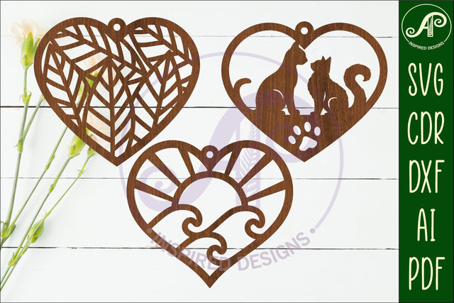 Hanging hearts wall sign, laser cut design 5 SVG APInspireddesigns 