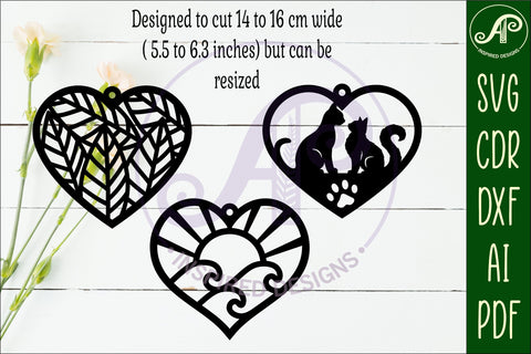 Hanging hearts wall sign, laser cut design 5 SVG APInspireddesigns 
