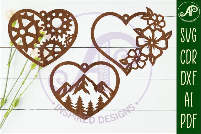 Hanging hearts wall sign, laser cut design 6 SVG APInspireddesigns 