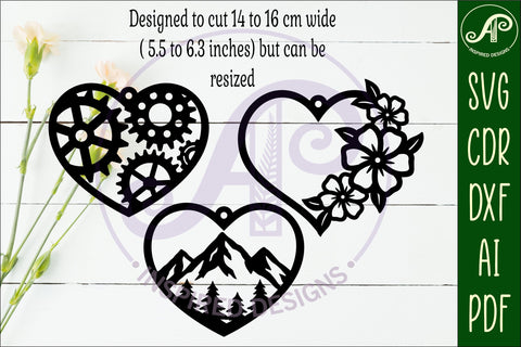 Hanging hearts wall sign, laser cut design 6 SVG APInspireddesigns 