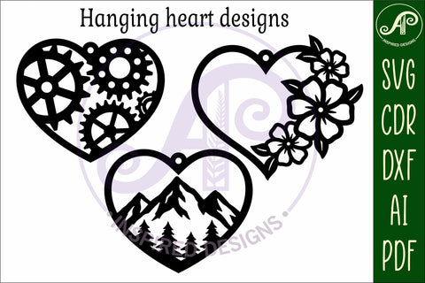 Hanging hearts wall sign, laser cut design 6 SVG APInspireddesigns 