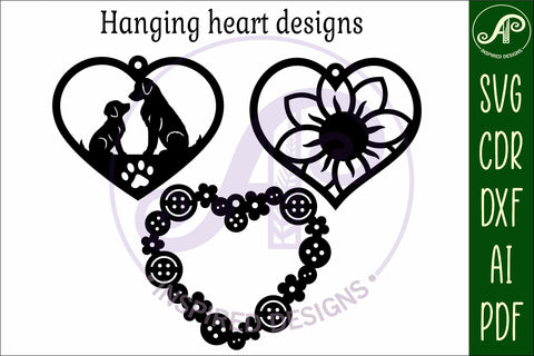 Hanging hearts wall sign, laser cut design 7 SVG APInspireddesigns 