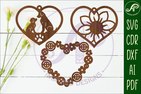Hanging hearts wall sign, laser cut design 7 SVG APInspireddesigns 