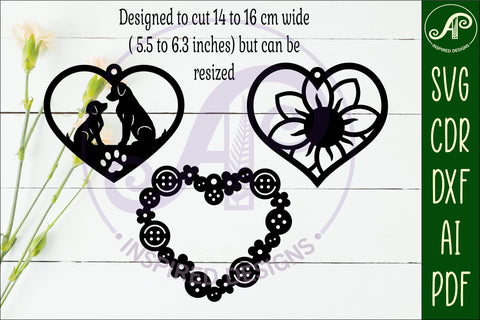 Hanging hearts wall sign, laser cut design 7 SVG APInspireddesigns 