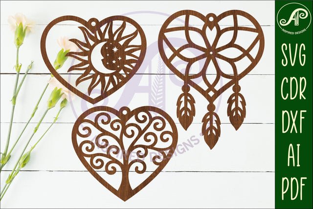 Hanging hearts wall sign, laser cut design 8 SVG APInspireddesigns 