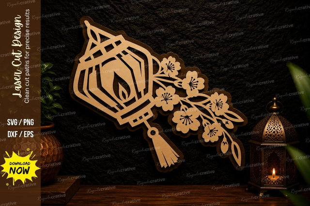 Hanging Lantern Floral Laser Cut Svg Design SVG Regulrcrative 