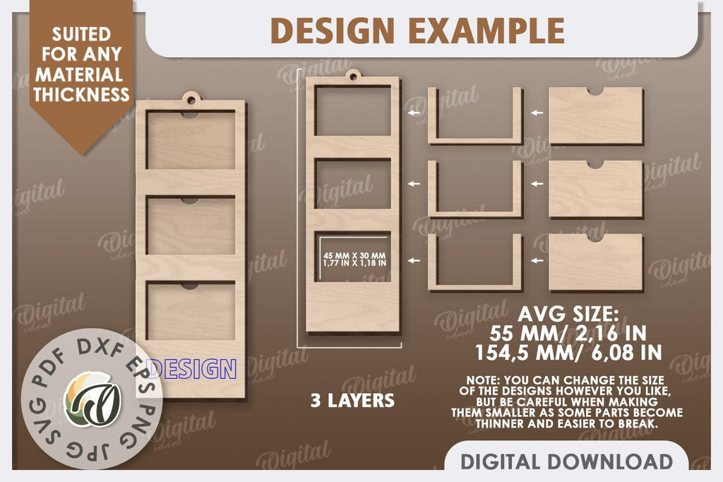Hanging Mini Photo Frame Laser Cut. Photo Frame SVG - So Fontsy