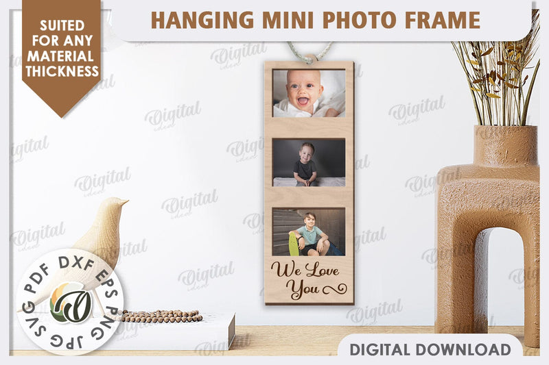 Hanging Mini Photo Frame Laser Cut. Photo Frame SVG - So Fontsy