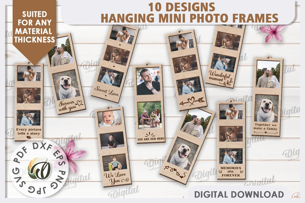 Hanging Mini Photo Frames Laser Cut Bundle. Photo Frames SVG - So Fontsy