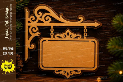 Hanging Vintage Sign Laser Cut Svg Design SVG Regulrcrative 