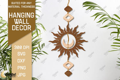 Hanging Wall Decor. Boho Laser Cut. Celestial SVG SVG Evgenyia Guschina 