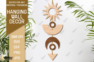 Hanging Wall Decor. Boho Laser Cut. Celestial SVG SVG Evgenyia Guschina 