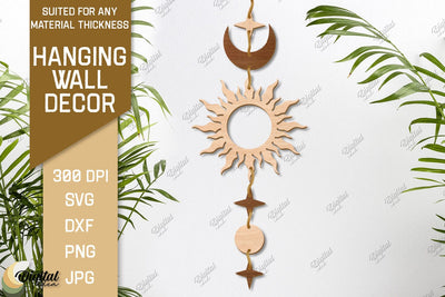 Hanging Wall Decor. Boho Laser Cut. Celestial SVG SVG Evgenyia Guschina 