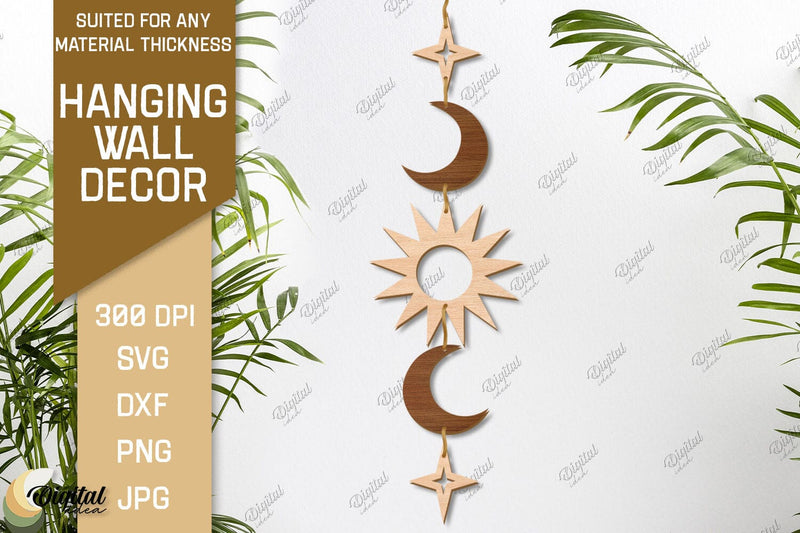 Hanging Wall Decor. Boho Laser Cut. Celestial SVG SVG Evgenyia Guschina 