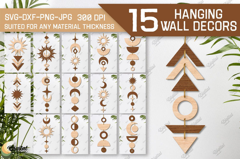 Hanging Wall Decor SVG Bundle. Boho Laser Cut. Celestial SVG SVG Evgenyia Guschina 