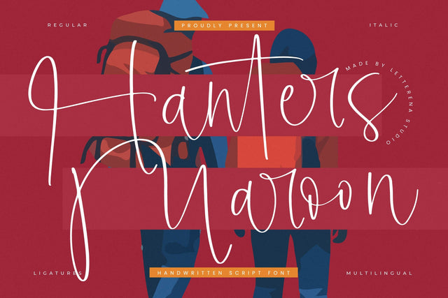 Hanters Maroon - Handwritten Script Font Font Letterena Studios 