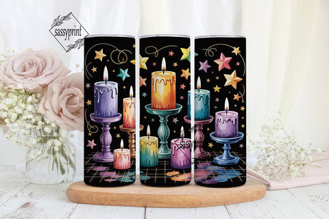 Hanukkah Candles and Stars 20oz Tumbler Sublimation sassyprint 