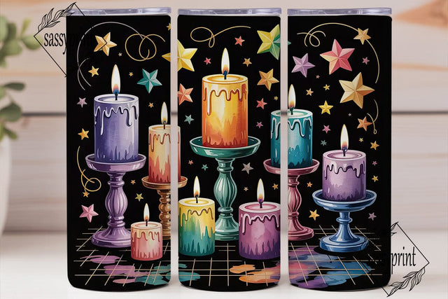 Hanukkah Candles and Stars 20oz Tumbler Sublimation sassyprint 
