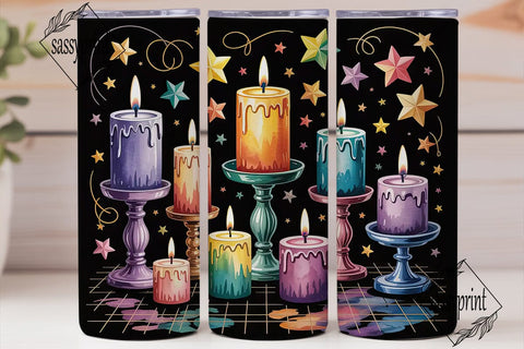 Hanukkah Candles and Stars 20oz Tumbler Sublimation sassyprint 