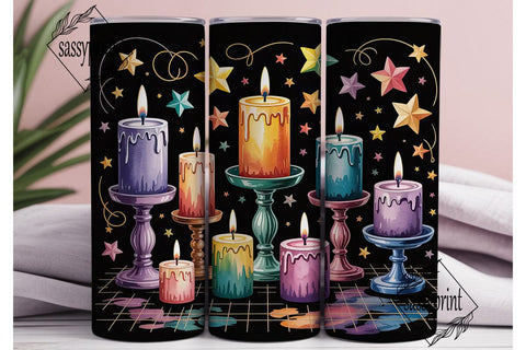 Hanukkah Candles and Stars 20oz Tumbler Sublimation sassyprint 