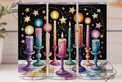 Hanukkah Candles and Stars 20oz Tumbler Sublimation sassyprint 