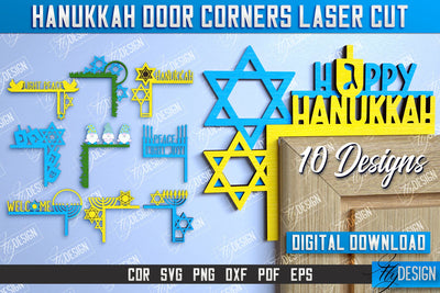 Hanukkah Door Corners Bundle | Hanukkah Sign | Porch Décor | Hanukkah Spirit | Wall Décor | CNC Files SVG Fly Design 