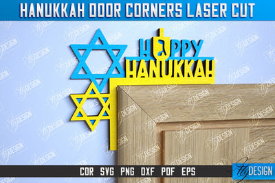 Hanukkah Door Corners | Hanukkah Sign | Porch Décor | Hanukkah Spirit | Wall Décor | CNC File SVG Fly Design 