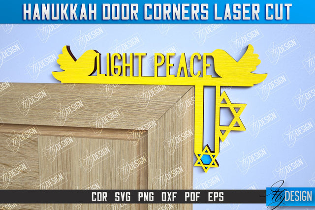 Hanukkah Door Corners | Hanukkah Sign | Porch Décor | Hanukkah Spirit | Wall Décor | CNC File SVG Fly Design 