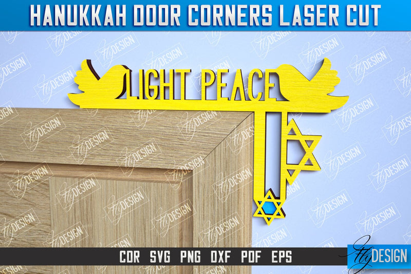 Hanukkah Door Corners | Hanukkah Sign | Porch Décor | Hanukkah Spirit | Wall Décor | CNC File SVG Fly Design 