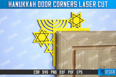 Hanukkah Door Corners | Hanukkah Sign | Porch Décor | Hanukkah Spirit | Wall Décor | CNC File SVG Fly Design 
