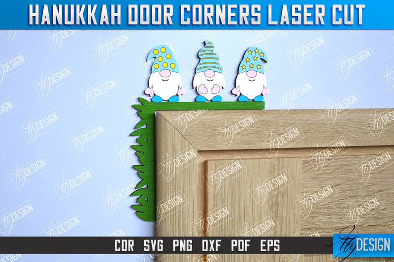 Hanukkah Door Corners | Hanukkah Sign | Porch Décor | Hanukkah Spirit | Wall Décor | CNC File SVG Fly Design 