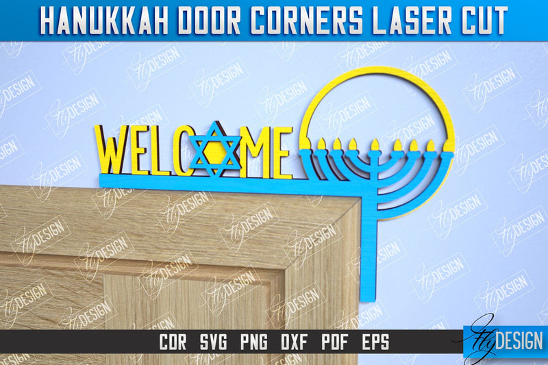 Hanukkah Door Corners | Hanukkah Sign | Porch Décor | Hanukkah Spirit | Wall Décor | CNC File SVG Fly Design 