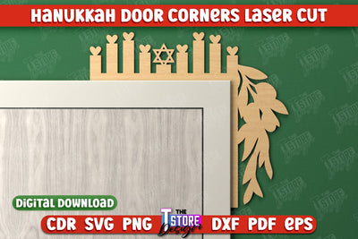 Hanukkah Door Corners | Hanukkah Sign | Porch Décor | Hanukkah Spirit | Wall Décor | CNC File SVG The T Store Design 