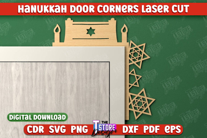 Hanukkah Door Corners | Hanukkah Sign | Porch Décor | Hanukkah Spirit | Wall Décor | CNC File SVG The T Store Design 
