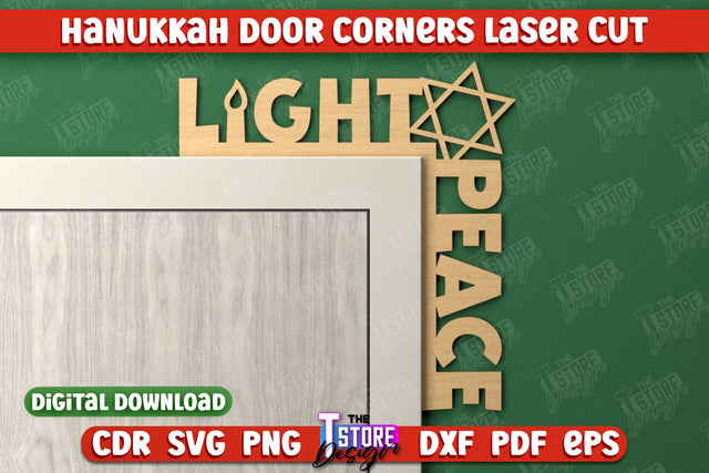 Hanukkah Door Corners | Hanukkah Sign | Porch Décor | Hanukkah Spirit | Wall Décor | CNC File SVG The T Store Design 