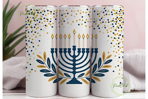 Hanukkah Menorah 20oz Tumbler Wrap Sublimation PixelChick 