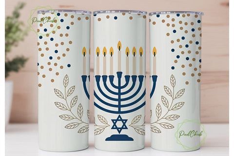 Hanukkah Menorah 20oz Tumbler Wrap Sublimation PixelChick 