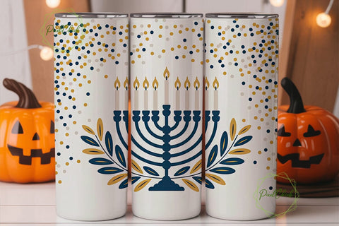 Hanukkah Menorah 20oz Tumbler Wrap Sublimation PixelChick 