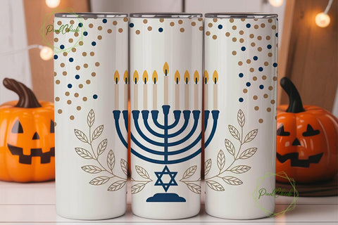 Hanukkah Menorah 20oz Tumbler Wrap Sublimation PixelChick 
