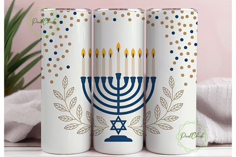 Hanukkah Menorah 20oz Tumbler Wrap Sublimation PixelChick 