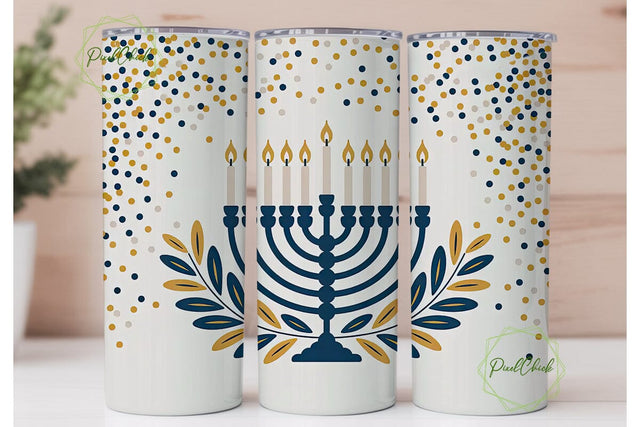Hanukkah Menorah 20oz Tumbler Wrap Sublimation PixelChick 