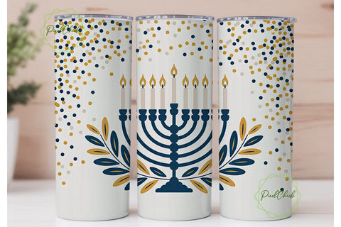 Hanukkah Menorah 20oz Tumbler Wrap Sublimation PixelChick 